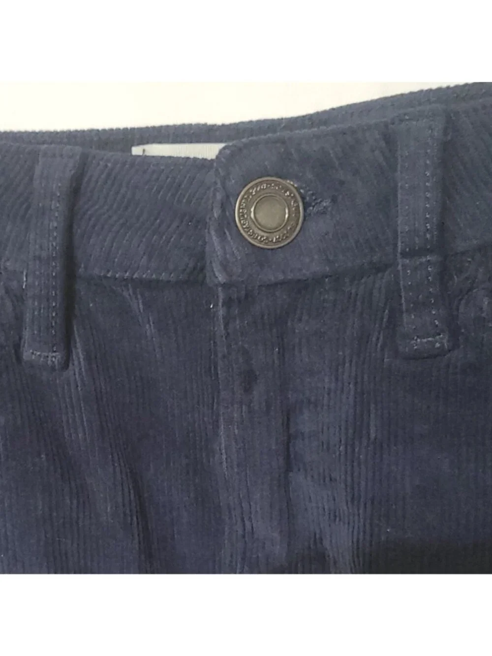 Corduroy Navy Blue Mini Skirt With Frayed Hem & Front Button Closure Size 5/27W - Picture 10 of 15